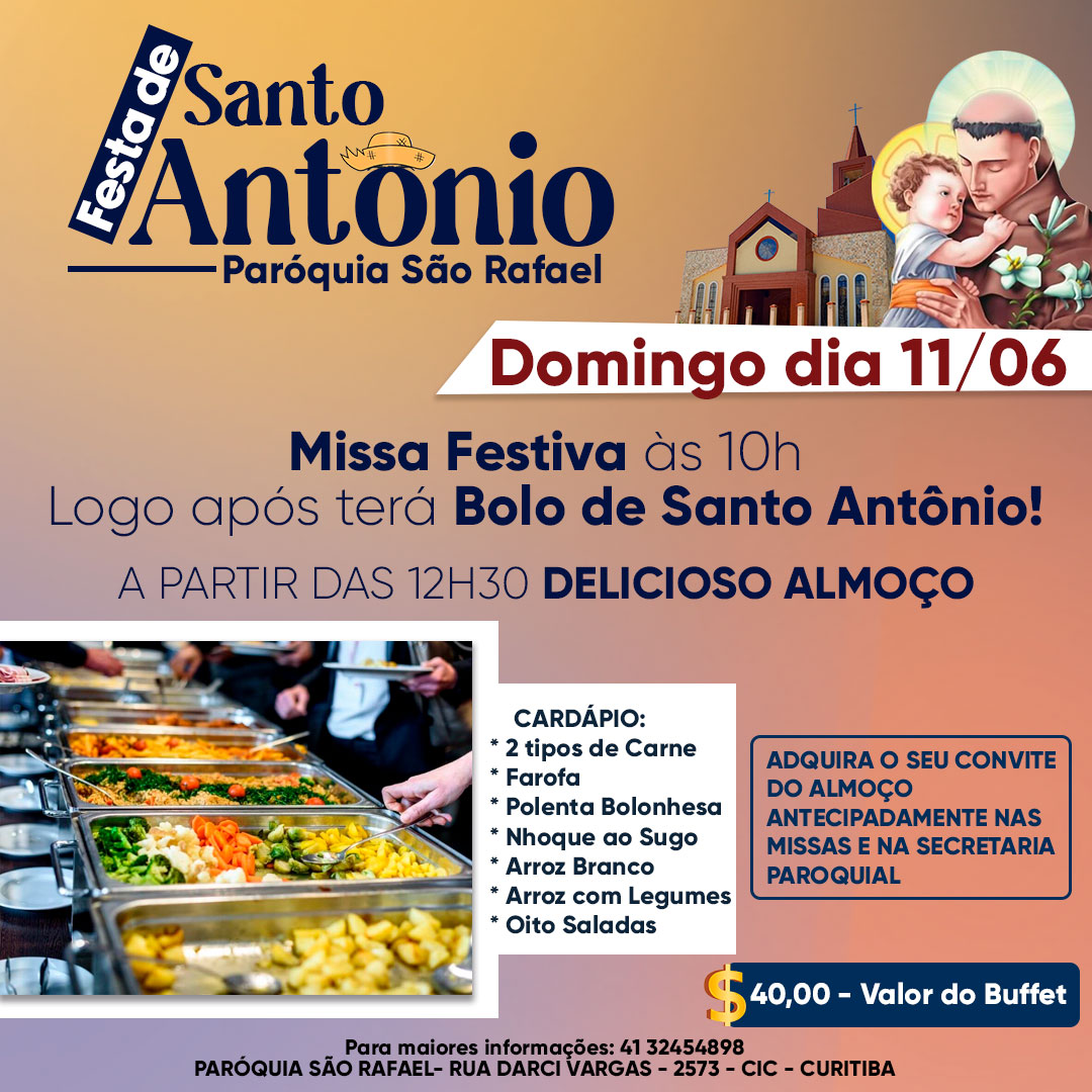 Festa de Santo Antônio - Venha almoçar conosco!