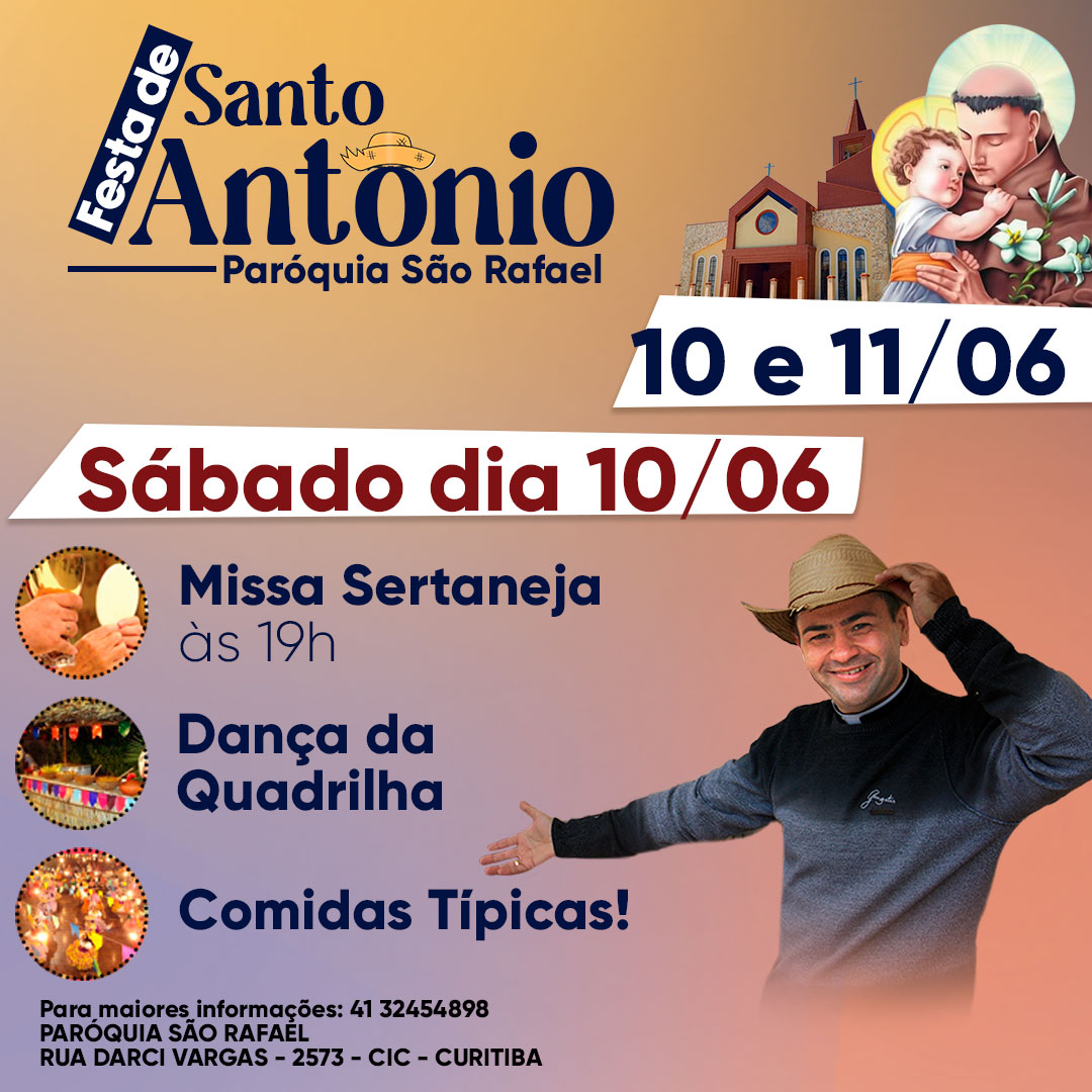 Festa de Santo Antônio - Cronograma do dia de Sábado
