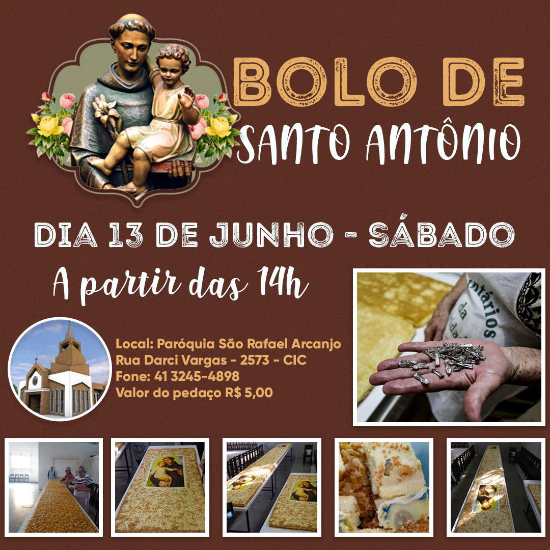 Bolo de Santo Antônio na paróquia São Rafael Arcanjo