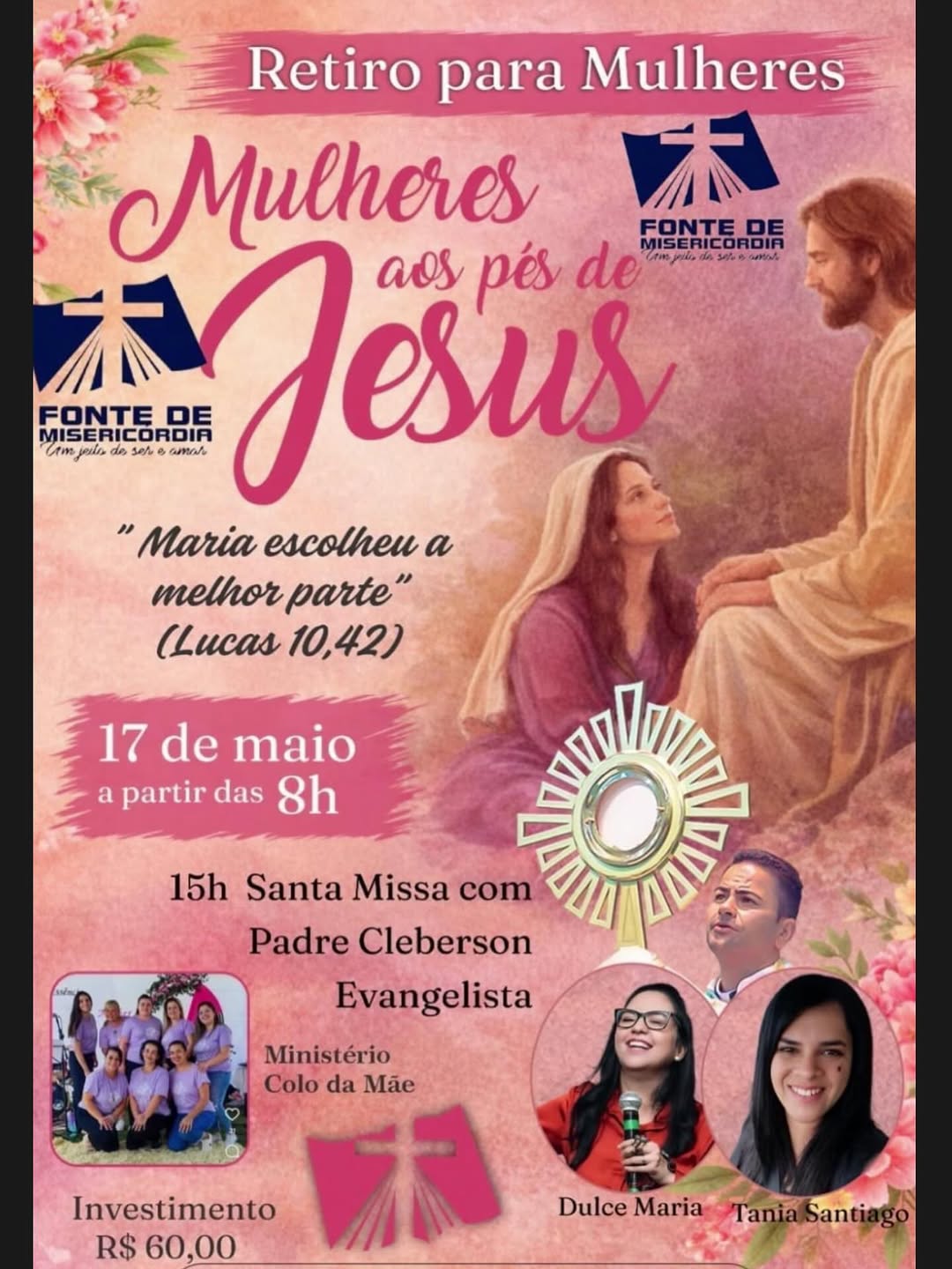 Retiro para Mulheres “Mulheres aos pés de Jesus” acontece no dia 17 de maio