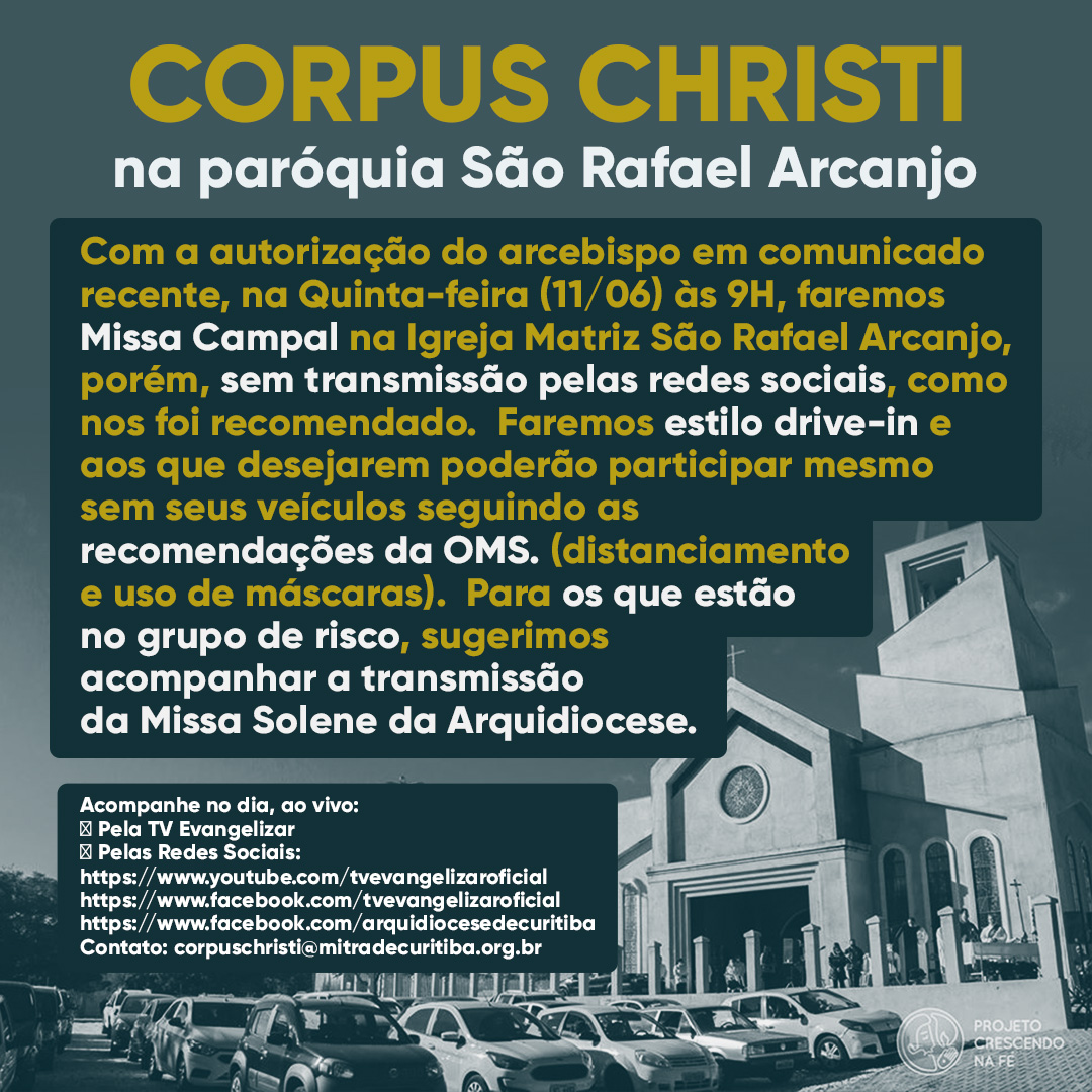 COMUNICADO DE CORPUS CHRISTI - Paróquia São Rafael Arcanjo