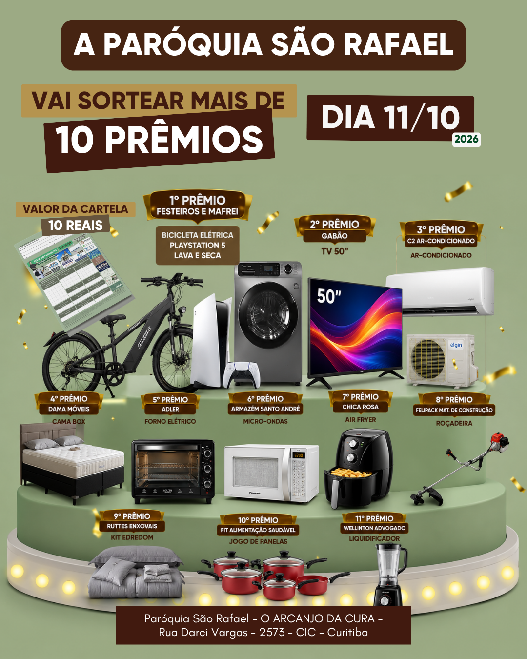 Grande Festa do Padroeiro terá 11 prêmios e cartelas por apenas R$ 10 Grande Festa do Padroeiro terá 11 prêmios e cartelas por apenas R$ 10